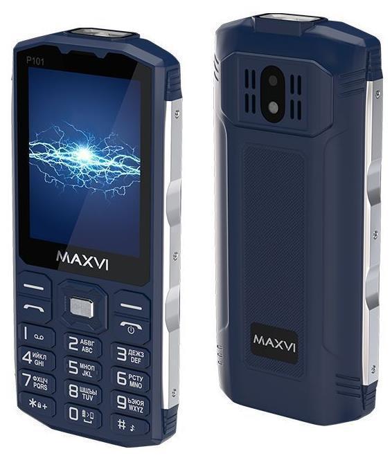 Кнопочный телефон с мощным аккумулятором большой батареей MAXVI P101 синий - фото 2 - id-p213722897