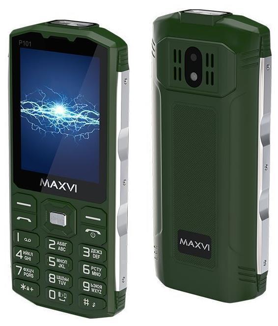 Мобильный телефон с мощным аккумулятором большой батареей MAXVI P101 зеленый - фото 2 - id-p213722898