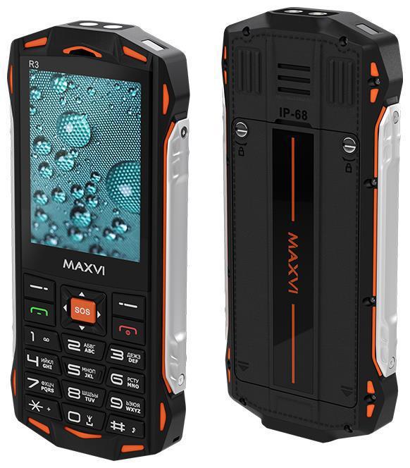 Кнопочный ударопрочный водонепроницаемый защищенный телефон MAXVI R3 orange - фото 1 - id-p213722899