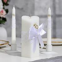 Свечи «Семейный очаг» 3 шт. белая лента