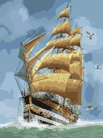 Рисование по номерам "Корабль на волнах" картина