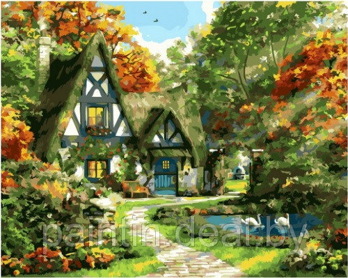 Рисование по номерам "Домик в сказочном лесу" картина