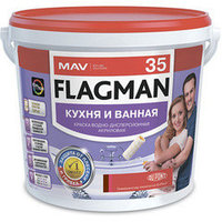 Краска FLAGMAN 35 кухня и ванная (белый) 1л (1,1 кг)