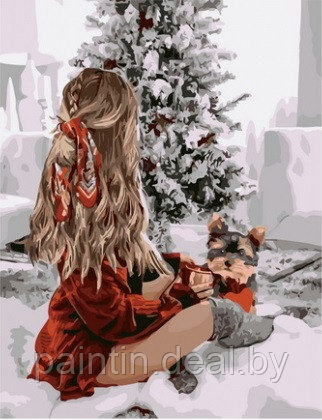 Рисование по номерам "Девушка у елки" картина - фото 5 - id-p213925958