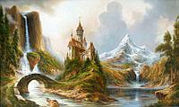 Рисование по номерам "Замок у горы" картина