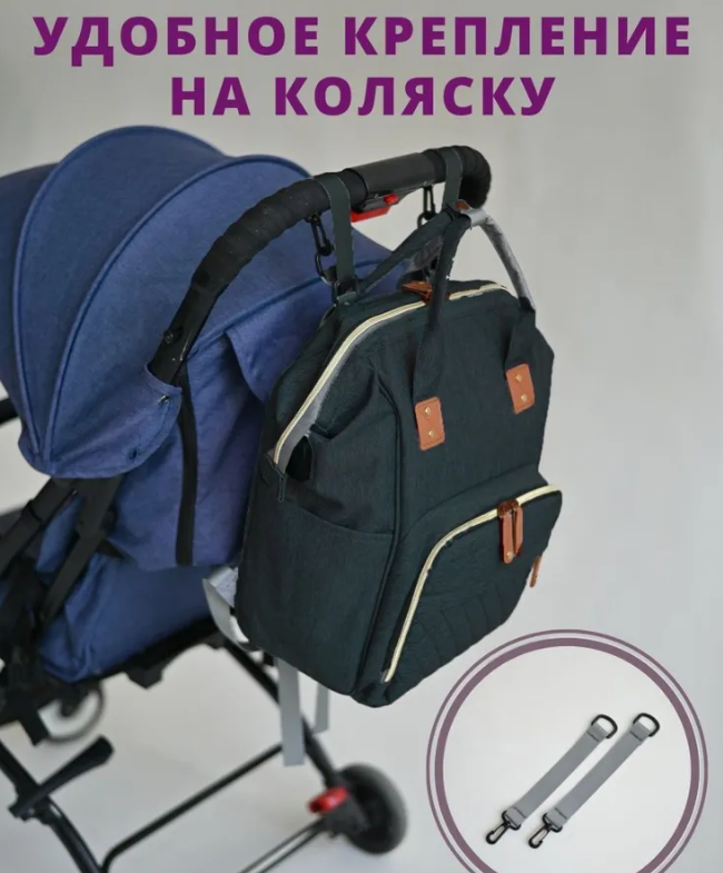 Многофункциональный рюкзак с термоотделом, USB и кошелечком Mommy's Urban для мамы и ребенка Синий - фото 5 - id-p213926329