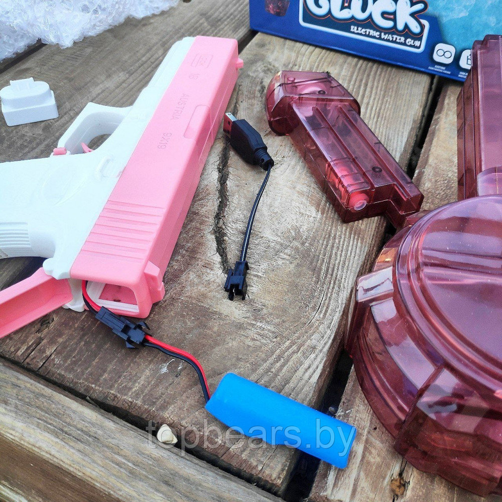 Водяной пистолет GLOCK WATER GUN (2 обоймы, USB аккумулятор) Розовый - фото 6 - id-p209826946