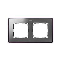 8201620-254 Рамка на 2 поста цвета холодный алюминий с металлическим основанием матового фиолетового