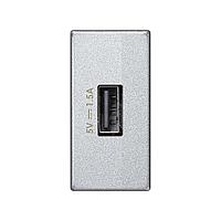 K126C/8 Зарядное устройство USB узкий модуль K45 5В 1.5A 230В~ цвета алюминий с винтовым соединением Simon