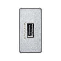 K126D/8 Зарядное устройство USB узкий модуль K45 5В 2.1A 230В~ цвета алюминий с винтовым соединением Simon