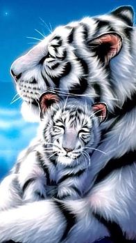 Рисование по номерам "Белая тигрица с тигренком" картина