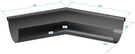 Внешний угол желоба 135˚ Stal Premium, Графит (RAL 7024), фото 2