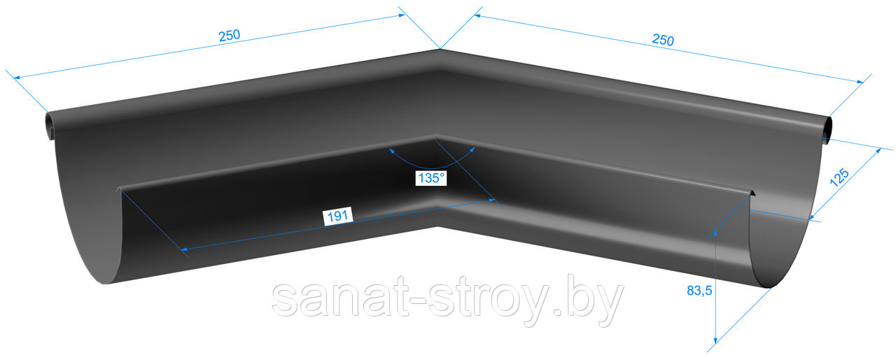Внешний угол желоба 135˚ Stal Premium, Шоколад (RAL 8019) - фото 1 - id-p213931292