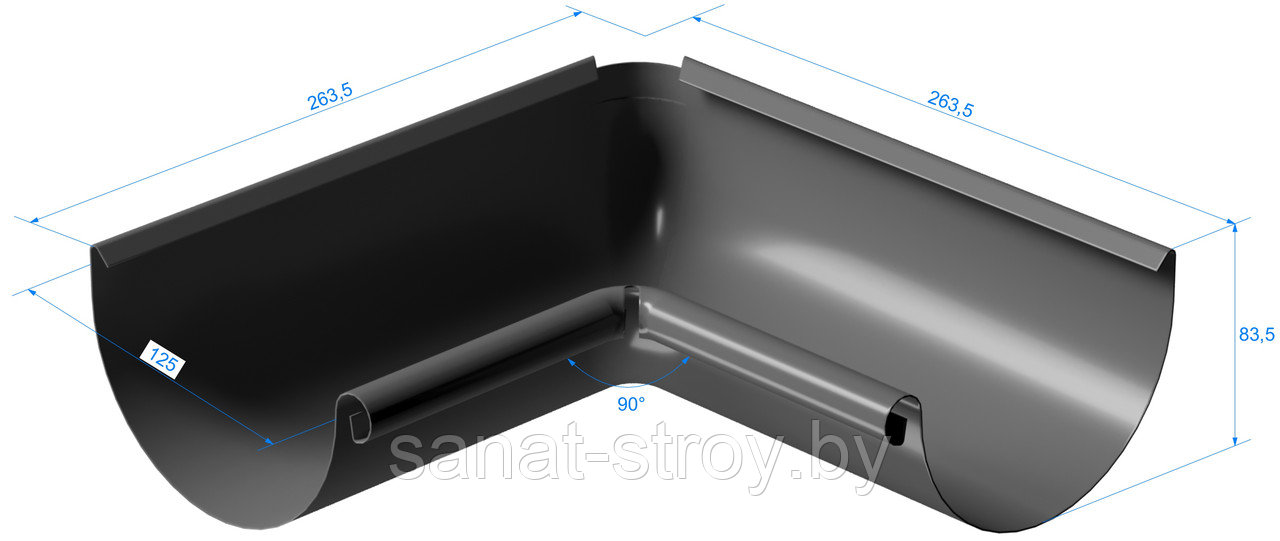 Внутренний угол желоба 90˚ Stal Premium, Шоколад (RAL 8019) - фото 1 - id-p213931300