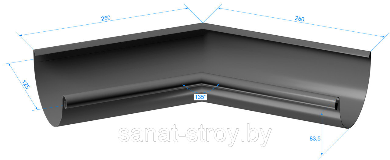 Внутренний угол желоба 135˚ Stal Premium, Шоколад (RAL 8019) - фото 1 - id-p213931306