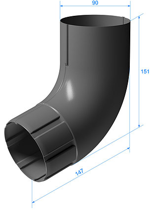 Колено для водосточной трубы 72˚ Stal Premium, Графит (RAL 7024), фото 2