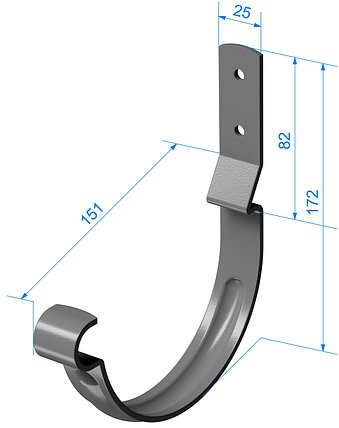 Карнизный крюк для желоба короткий (гнутый) Stal Premium, Графит (RAL 7024), фото 2