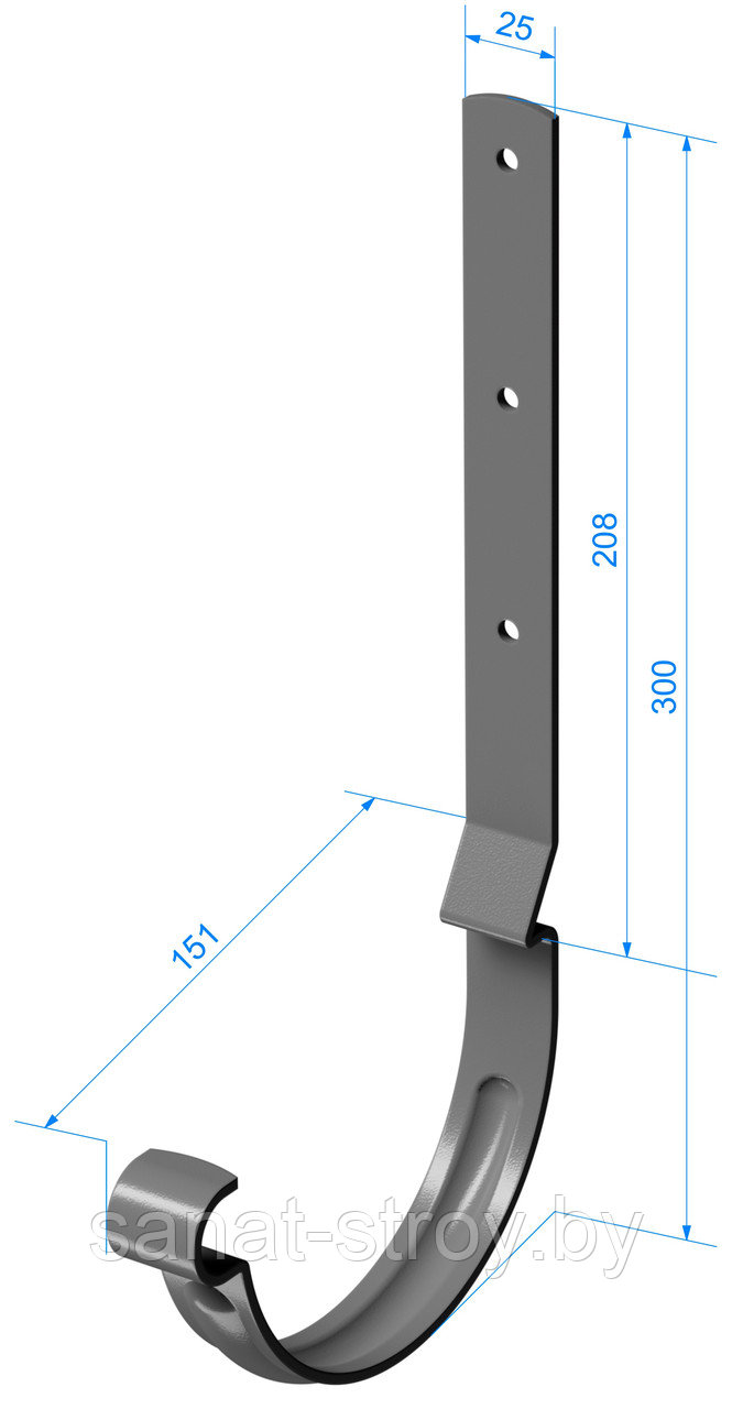 Карнизный крюк для желоба длинный Stal Premium, Графит (RAL 7024) - фото 1 - id-p213931358