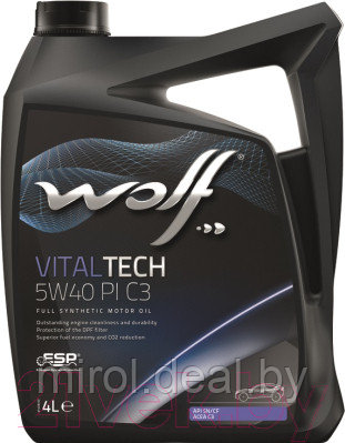 Моторное масло WOLF VitalTech 5W40 PI C3 / 21116/4 - фото 1 - id-p213932678