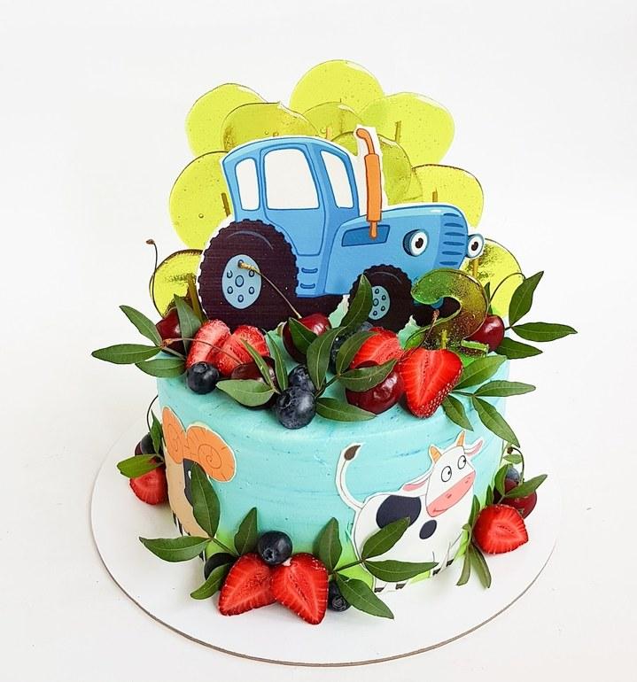 Вафельная печать на торт синий трактор - фото 3 - id-p212693820