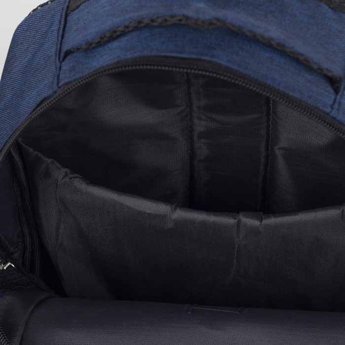 Рюкзак молодёжный, 2 отдела на молниях, наружный карман, 2 боковых кармана, цвет синий - фото 4 - id-p213937350