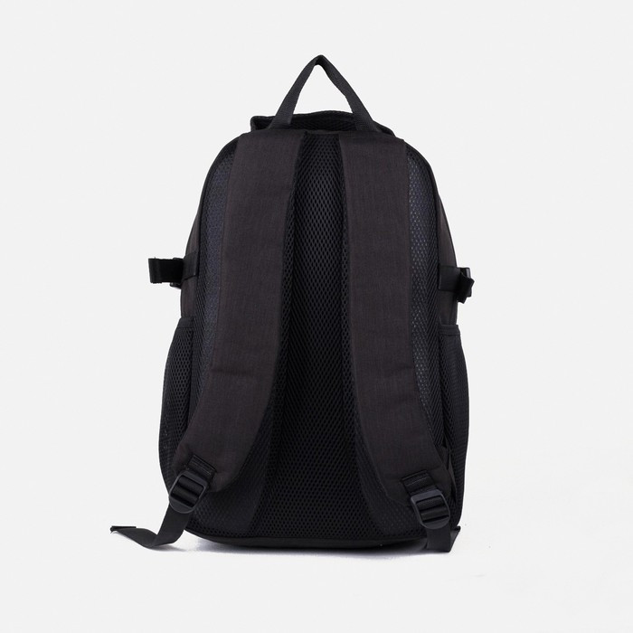 Рюкзак молодёжный, 2 отдела на молниях, наружный карман, 2 боковых кармана, цвет чёрный - фото 2 - id-p213937352