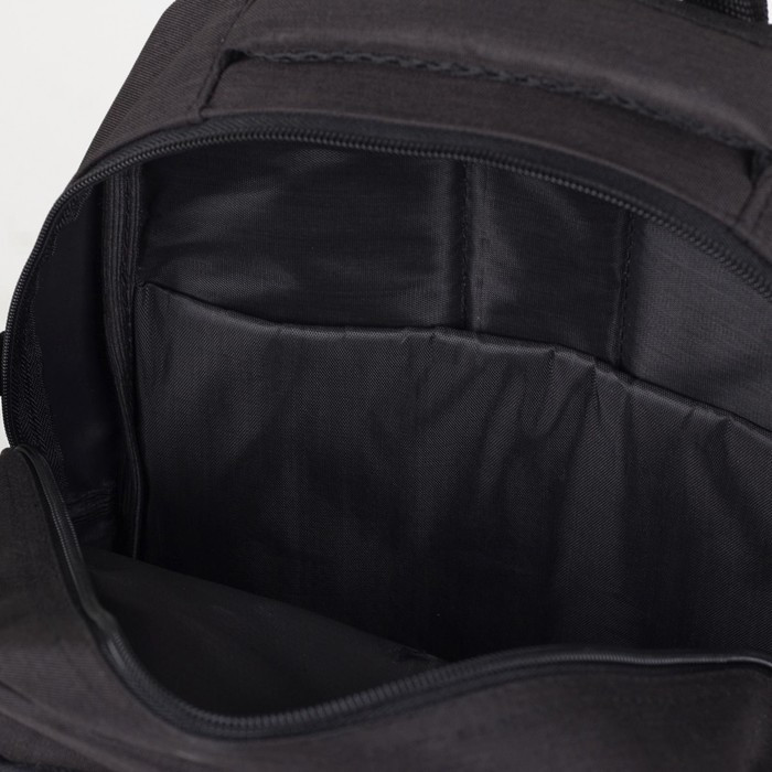 Рюкзак молодёжный, 2 отдела на молниях, наружный карман, 2 боковых кармана, цвет чёрный - фото 4 - id-p213937352