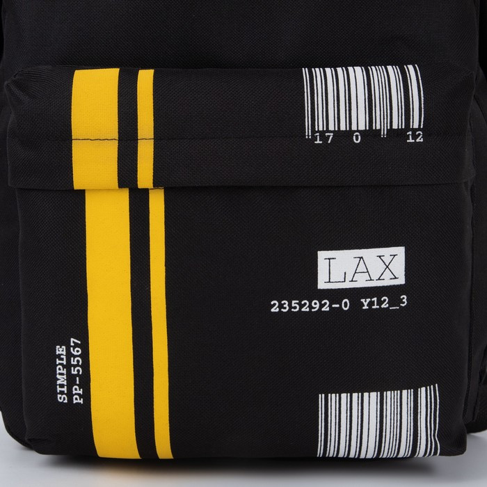 Рюкзак молодёжный «Штрихкод», 33х13х37 см, отдел на молнии, наружный карман, цвет чёрный - фото 9 - id-p213937640