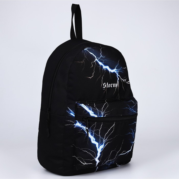 Рюкзак молодежный Storm, 29х12х37, отд на молнии, н/карман, чёрный - фото 2 - id-p213937643
