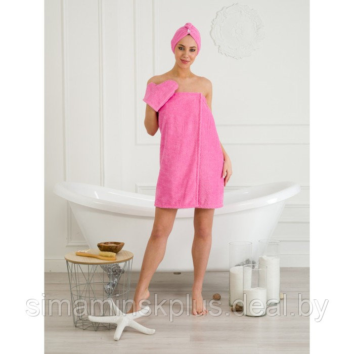 Набор для бани женский: чалма, парео, рукавица, размер S-L - фото 2 - id-p213937720