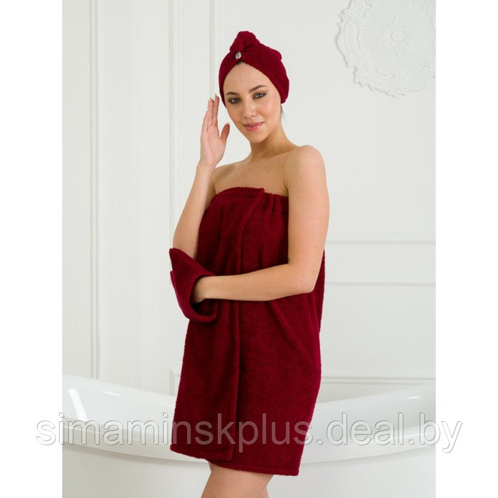 Набор для бани женский: чалма, парео, рукавица, размер XL-3XL - фото 4 - id-p213937737