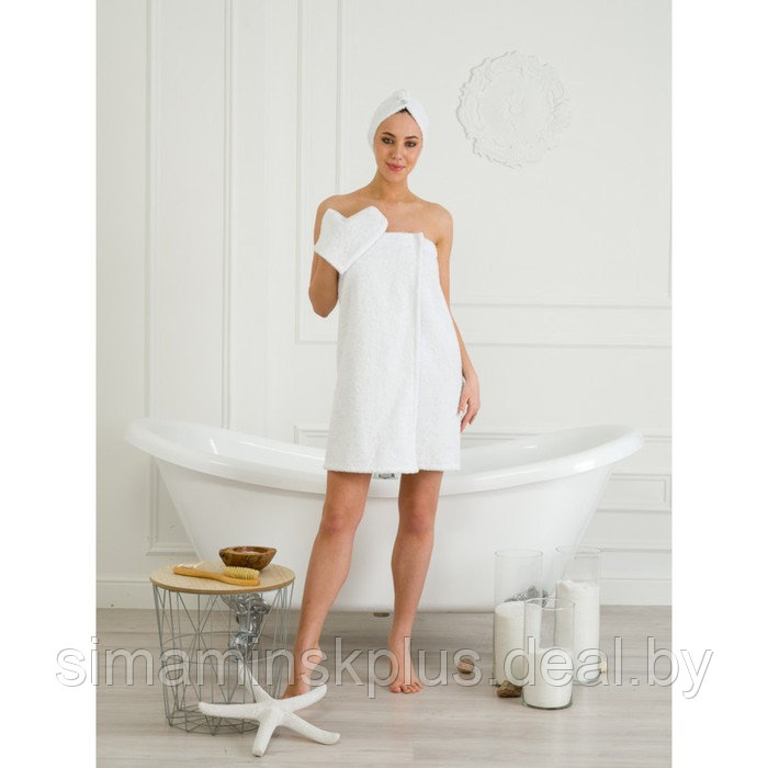 Набор для бани женский: чалма, парео, рукавица, размер XL-3XL - фото 1 - id-p213937740