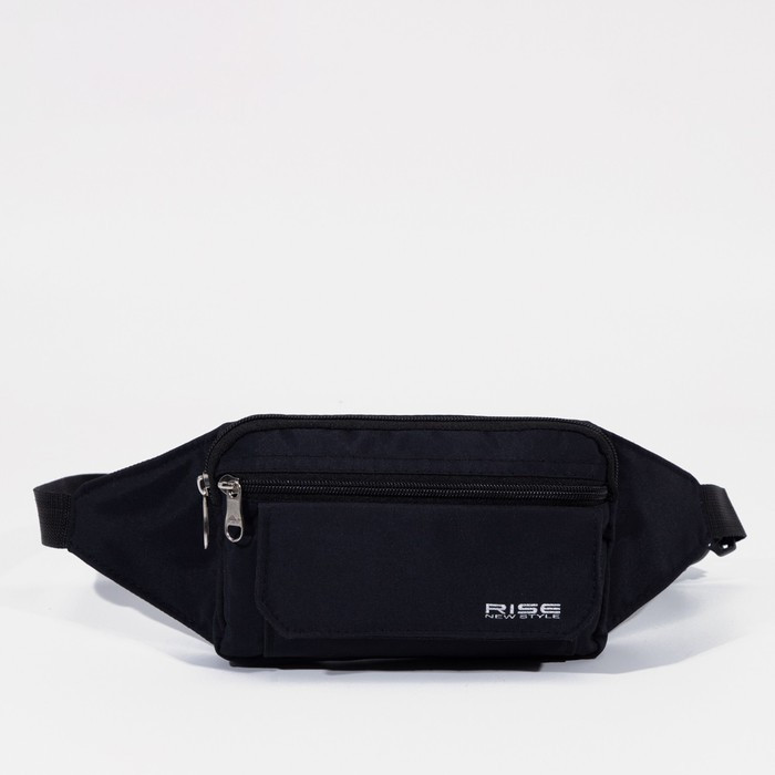Поясная сумка на молнии, 3 наружных кармана, цвет чёрный - фото 1 - id-p213938306