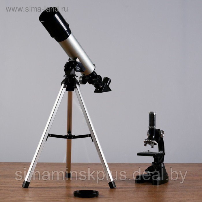Набор телескоп 90х, d=50мм + микроскоп 1200х, с подсветкой, 2АА - фото 1 - id-p213938421
