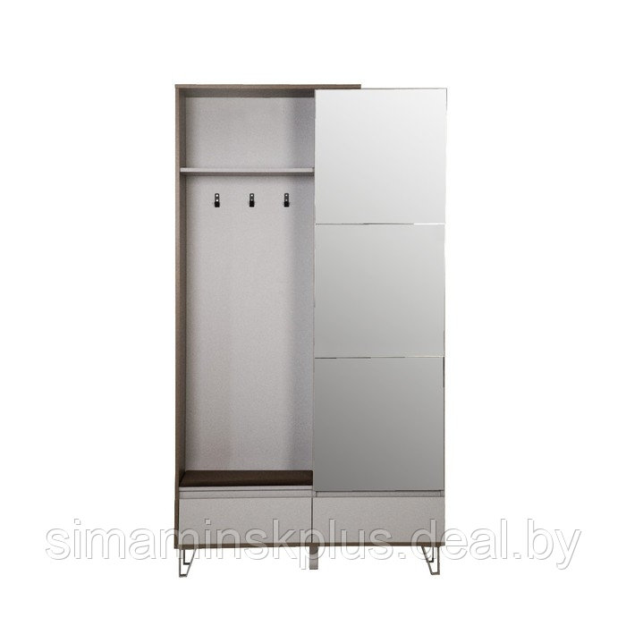 Шкаф для одежды «Гавана» 58.18, 1182×385×2110 мм, с зеркалом, цвет кейптаун / серый - фото 3 - id-p213939461
