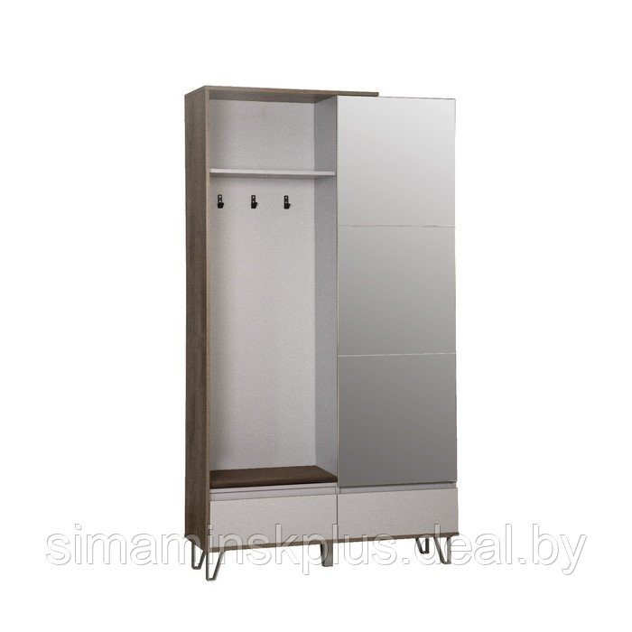 Шкаф для одежды «Гавана» 58.18, 1182×385×2110 мм, с зеркалом, цвет кейптаун / серый - фото 1 - id-p213939461