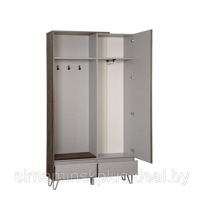 Шкаф для одежды «Гавана» 58.18, 1182×385×2110 мм, с зеркалом, цвет кейптаун / серый - фото 2 - id-p213939461