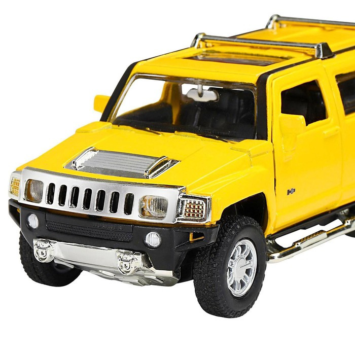 Машина металлическая Hummer H3 1:32 цвет жёлтый инерция, световые и звуковые эффекты, открываются двери - фото 4 - id-p213939189