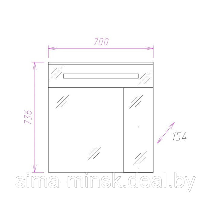 Шкаф-зеркало "СИГМА" 70.01 15,4 х 70 х 73,6 см - фото 3 - id-p213940684