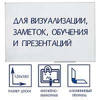 Доска магнитно-маркерная 120х180 см, Calligrata СТАНДАРТ, в алюминиевой рамке, с полочкой