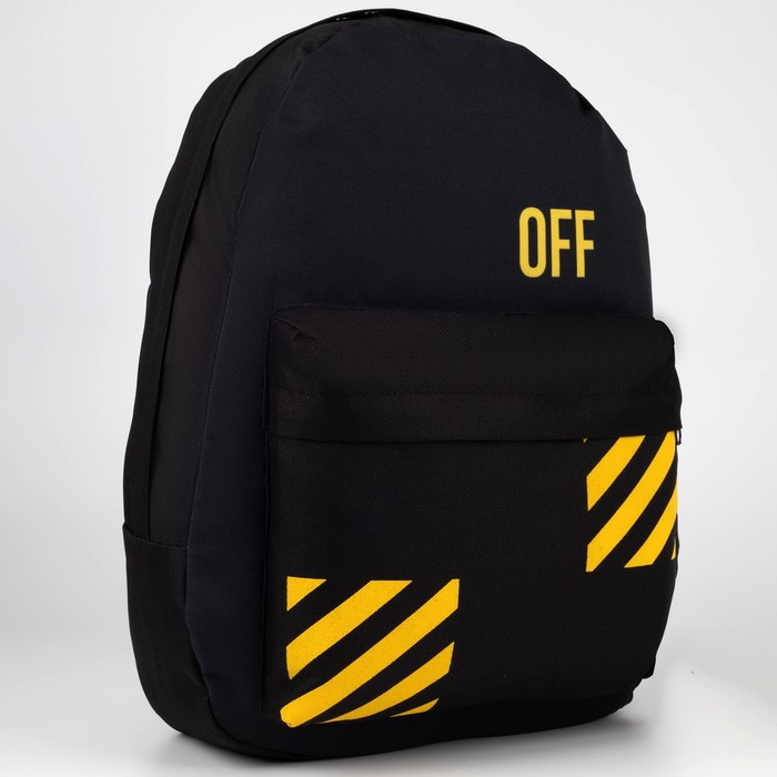 Рюкзак молодёжный Off, 33х13х37 см, отдел на молнии, наружный карман, цвет чёрный - фото 1 - id-p213946842