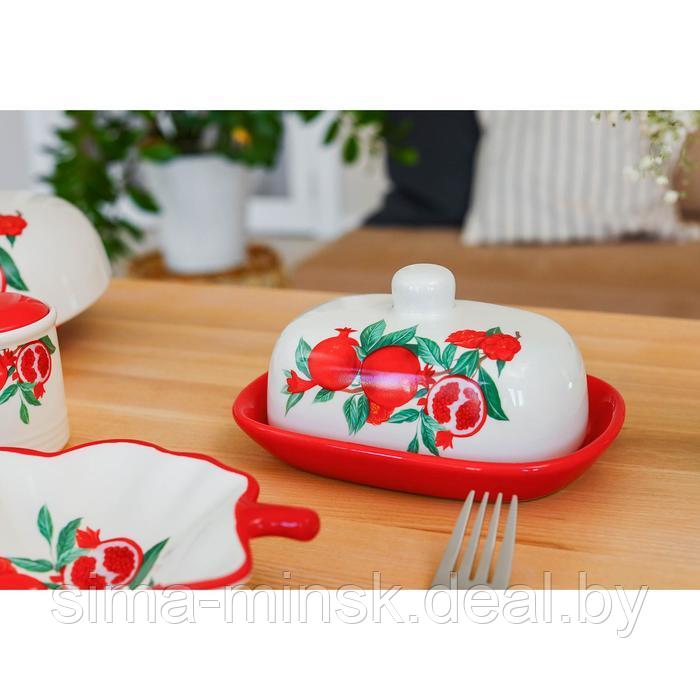 Маслёнка Доляна «Гранат», 17,2×12,4×8,5 см, цвет красный и белый - фото 3 - id-p213947779