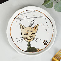 Тарелка фарфоровая десертная «Коты-аристократы», d=18,5 см