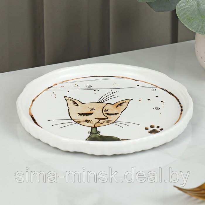 Тарелка фарфоровая десертная «Коты-аристократы», d=18,5 см - фото 2 - id-p213948268