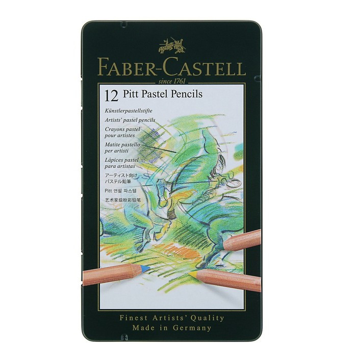 Пастель сухая художественная в карандаше набор Faber-Castell PITT® 12 цветов металлическая коробка 112112 - фото 4 - id-p213946362