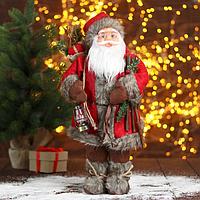 Дед Мороз "В красной шубке с веточками" 22х45 см