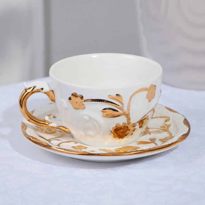 Чайная пара фарфоровая «Соната», чашка 200 мл, блюдце 16 см - фото 1 - id-p213944950