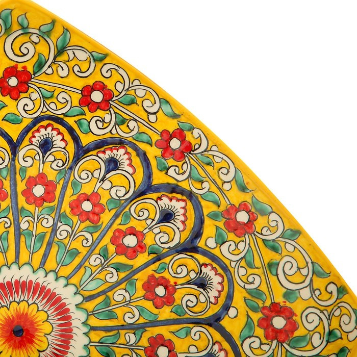 Ляган Риштанская Керамика "Цветы", 28 см, квадратный, жёлтый микс - фото 3 - id-p213945114