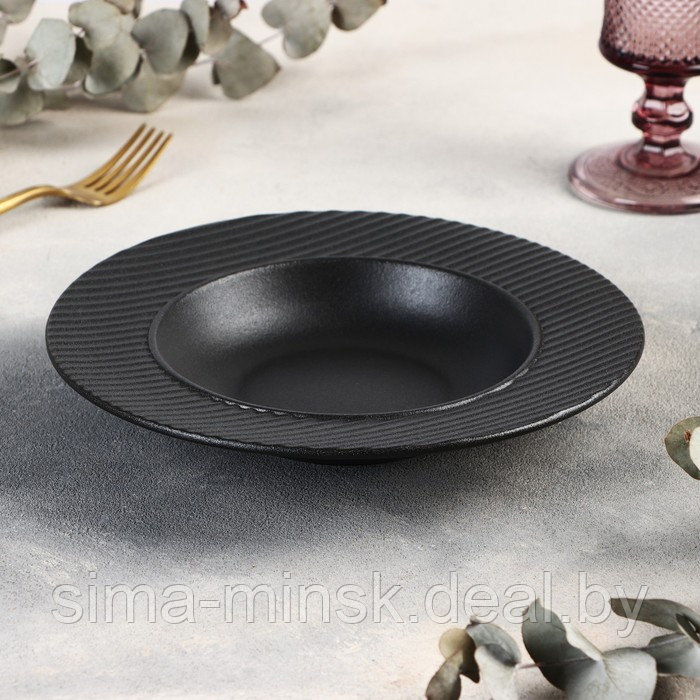 Тарелка фарфоровая для пасты Magistro Line, 250 мл, d=21,2 см, цвет чёрный - фото 1 - id-p213948297