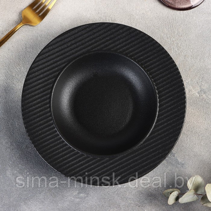 Тарелка фарфоровая для пасты Magistro Line, 250 мл, d=21,2 см, цвет чёрный - фото 2 - id-p213948297